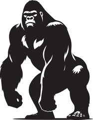 Gorilla Silhouette isolated on white background Minimalist gorilla vector shape