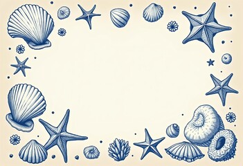 Detailed Seashell Collection, Conch Shell, Whelk Shell, Oyster Shell, Hermit Crab Shell, Sand Dollar, Starfish, Coral, Vector Illustration 