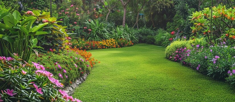 Garden backdrop with copy space