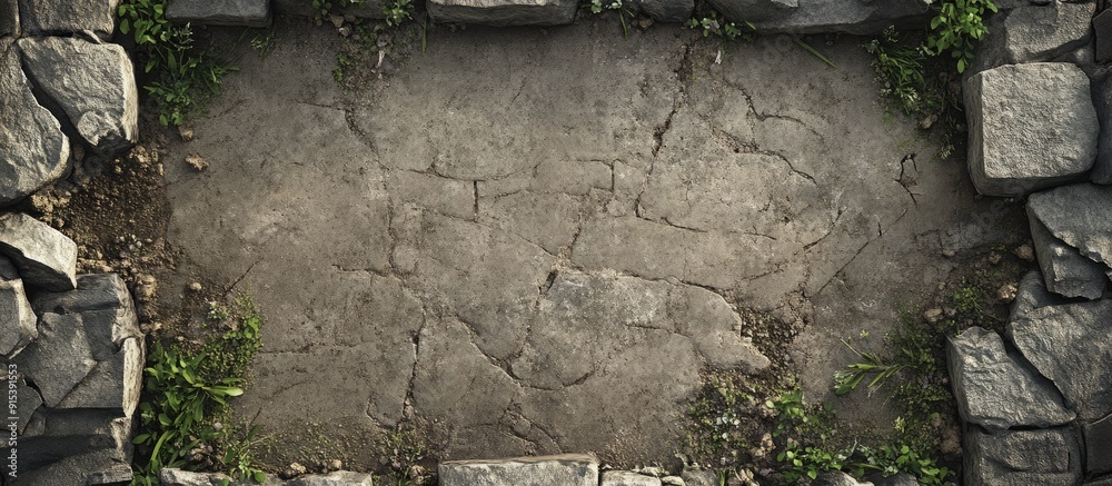 Leinwandbilder Overhead view of a flat ancient stone. with copy space image. Place for adding text or design