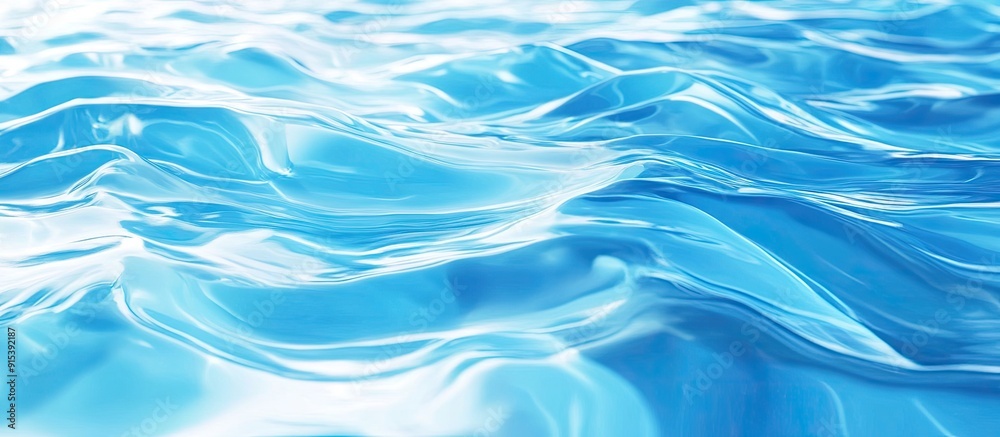 Poster blue wavy surface of water full frame. with copy space image. place for adding text or design