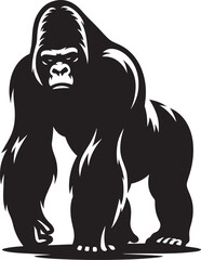 Gorilla Silhouette isolated on white background Minimalist gorilla vector shape