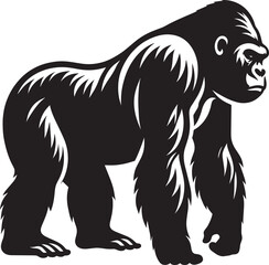 Gorilla Silhouette isolated on white background Minimalist gorilla vector shape