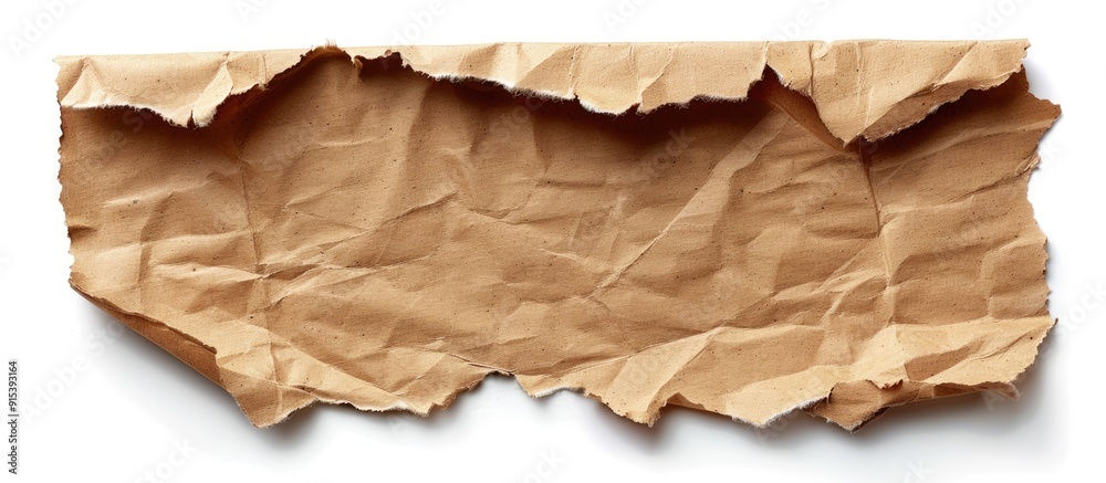 Poster Cardboard with a torn edge for a message Isolated on a white background. with copy space image. Place for adding text or design