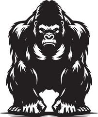 Gorilla Silhouette isolated on white background Minimalist gorilla vector shape