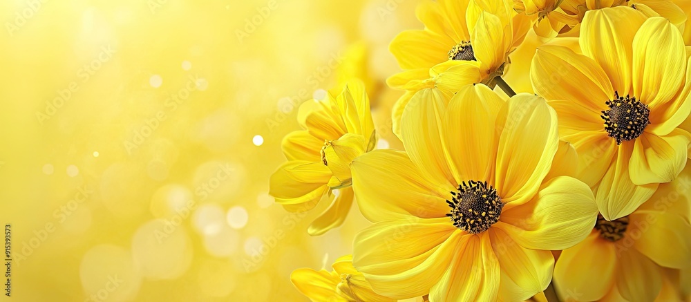 Poster Lovely yellow flower. with copy space image. Place for adding text or design