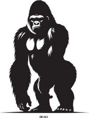 Gorilla Silhouette isolated on white background Minimalist gorilla vector shape