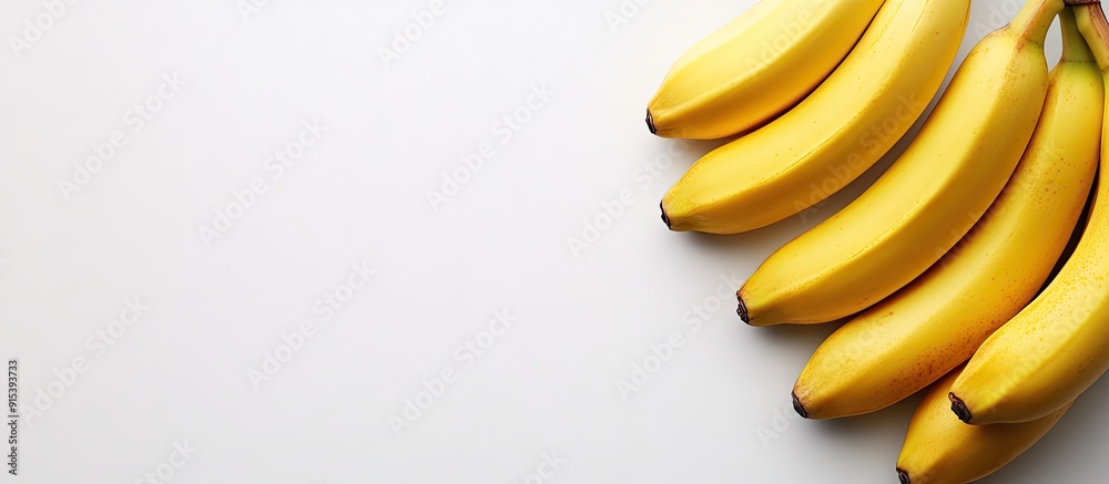 Leinwandbilder fresh ripe bananas set against a white background vegetarian theme. with copy space image. place for