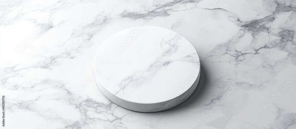 Fototapete white marble product stand marbled floor background from above for showcasing your packaging or mock