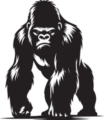 Gorilla Silhouette isolated on white background Minimalist gorilla vector shape