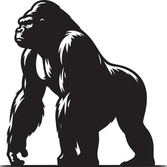 Gorilla Silhouette isolated on white background Minimalist gorilla vector shape