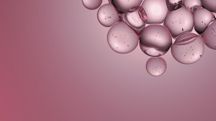 Collagen moisturizing serum vitamin, Liquid molecular bubble pink background cosmetics 3d rendering