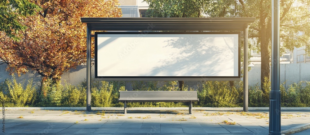 Poster Billboard advertisement at a bus stop Mockup. with copy space image. Place for adding text or design