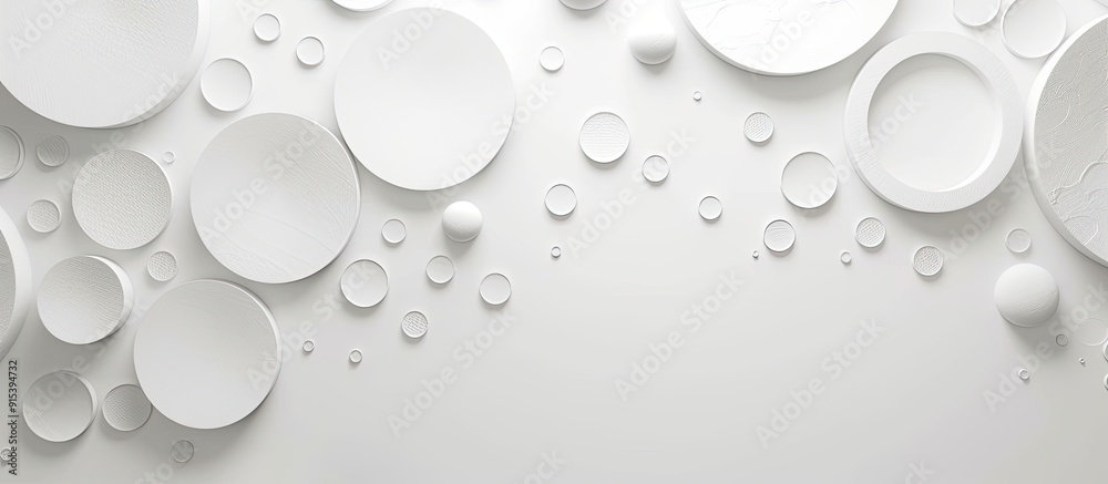 Fototapete Abstract white background featuring circles. with copy space image. Place for adding text or design