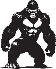 Gorilla Silhouette isolated on white background Minimalist gorilla vector shape
