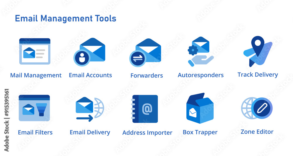 Aufkleber Email management set icon collection from account DNS zone editor tracking delivery address importer auto responder filter