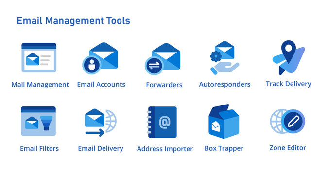 Email management set icon collection from account DNS zone editor tracking delivery address importer auto responder filter