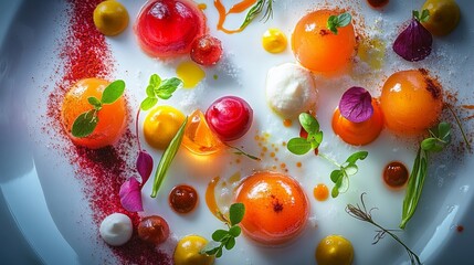 An aesthetically stunning real picture of gourmet dishes, showcasing exquisite plating and vibrant colors that highlight the artistry and elegance of fine dining 