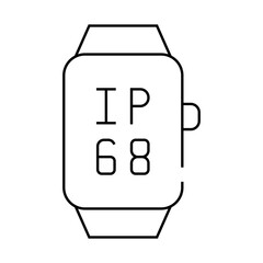 ip68 smart watch waterproof protection line icon vector. ip68 smart watch waterproof protection sign. isolated contour symbol black illustration