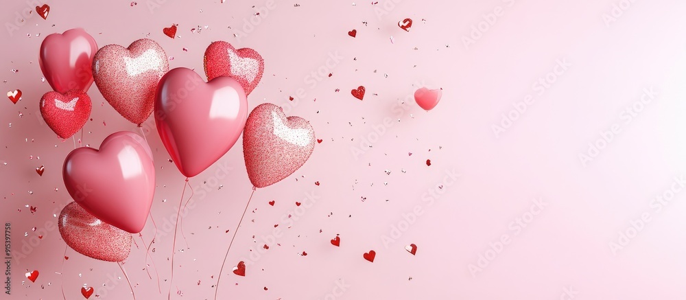 Aufkleber Valentine s Day backdrop Pink background. with copy space image. Place for adding text or design