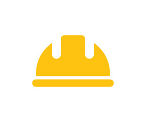 Worker yellow safety helmet sign icon. Construction helmet icon. Hard hat vector illustration. Engineer symbol. Construction equipment vector design and illustration. 