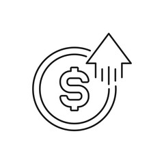 Money increase. Financial growth icon line style isolated on white background. Vector illustration