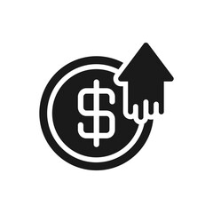 Money increase. Financial growth icon flat style isolated on white background. Vector illustration