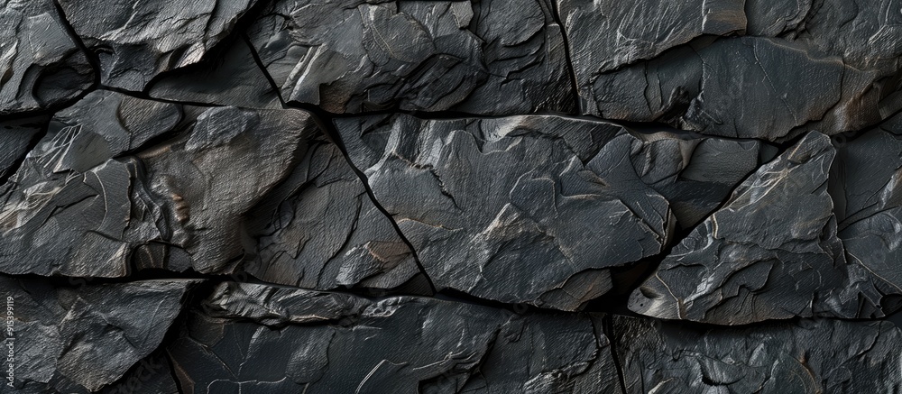 Leinwandbilder Natural black slate stone background pattern with high resolution Top view Space for text. with copy space image. Place for adding text or design