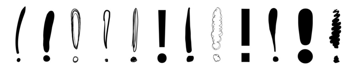 Exclamation mark exclamation points illustration graphic vector hand drawing set