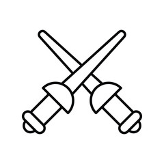 fencing  line icon with white background vector stock illustration