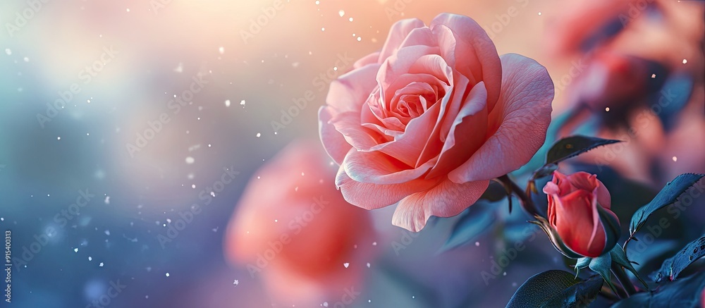 Aufkleber lovely roses on a colorful background. with copy space image. place for adding text or design