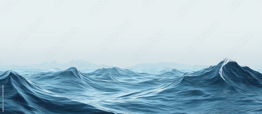 Poster Low Contrast Ocean Wave Backdrop. with copy space image. Place for adding text or design