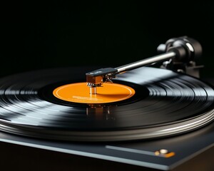Classic vinyl record player's needle and grooves in a close-up, symbolizing analog precision and seamless device integration