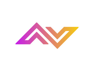 Colorful gradient AV letter initial logo template