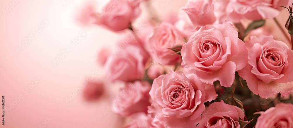 Poster roses in pink. with copy space image. place for adding text or design