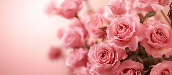 Obraz premium roses in pink. with copy space image. Place for adding text or design