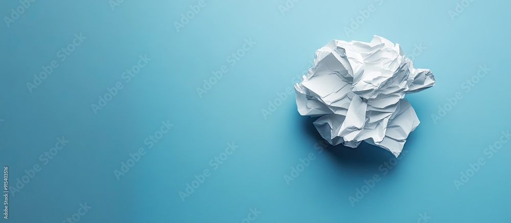 Leinwandbilder a crumpled white paper on a blue background concept of a creativity crisis. with copy space image. p