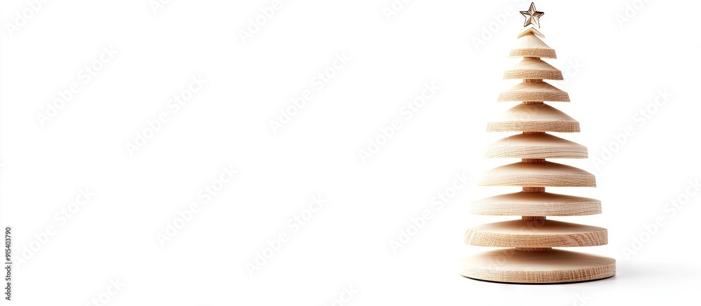 Aufkleber Wooden Christmas tree Christmas tree ornament isolated on a white background High quality photo. with copy space image. Place for adding text or design