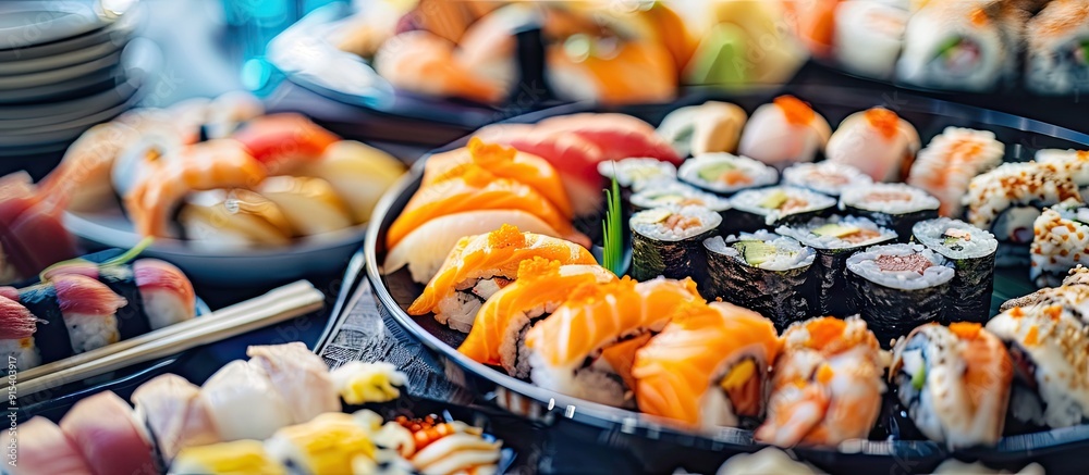 Poster Japanese New Year cuisine. with copy space image. Place for adding text or design