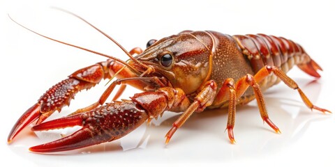 Close-up of a single crayfish isolated on white background, crayfish, isolated, white background, seafood, shellfish