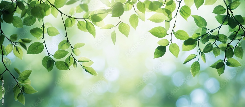 Poster leaves of the trees during springtime. with copy space image. place for adding text or design