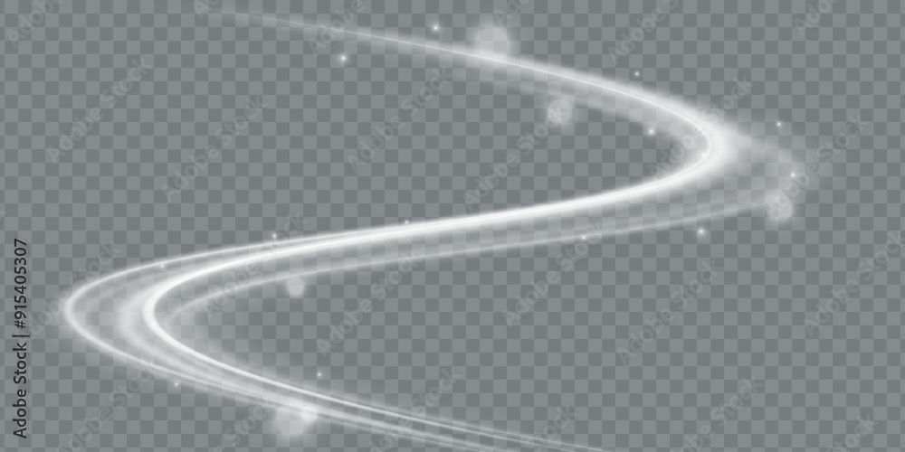 Aufkleber Magic spiral with sparkles.White light effect.Glitter particles with lines.Swirl effect.Texture of cold winter wind. Holiday vector snowstorm. Christmas cold snowstorm effect.Light effect.