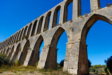 Portugal aqueduct in Tomar on a sunny autumn day