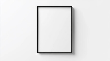 An empty black frame on a white wall embodies the paradox of nothingness, inviting contemplation on absence and potentiality.