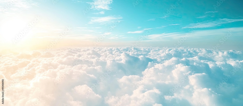 Fototapete image of blue sky and white cloud texture for background use. with copy space image. place for addin