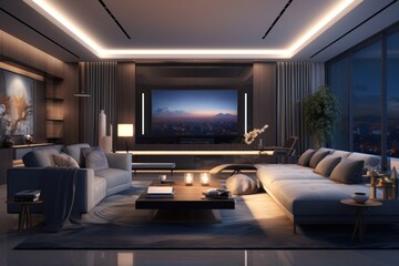 Modern living room architecture television furniture.