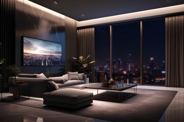 Fototapeta premium Modern living room architecture furniture building.
