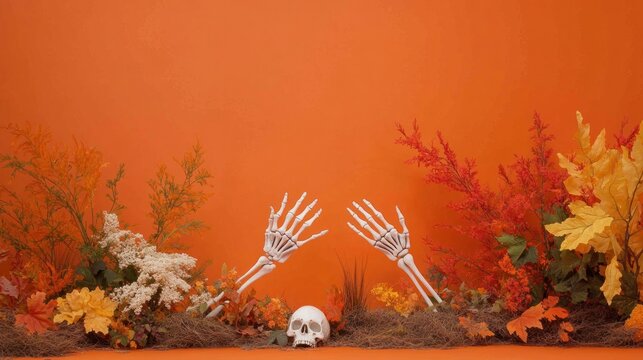 A Haunted Graveyard Scene With Skeletal Hands Reaching Out From The Ground .