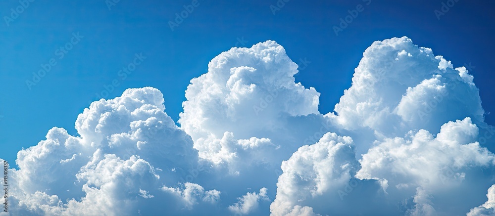 Aufkleber Lovely fluffy white cloud formations in a deep blue summer sky. with copy space image. Place for adding text or design