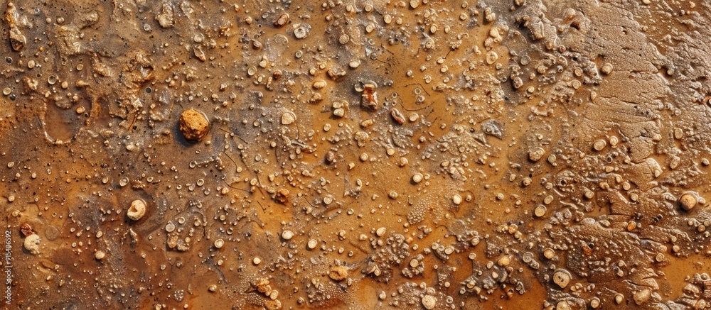 Aufkleber dirty wet sand creates a grunge horizontal shabby background in close up the image of the sand patte